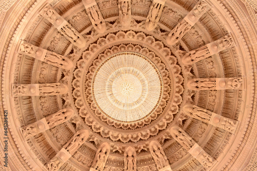 Inside center dome of BAPS Shri Swaminarayan Mandir Pune Maharashtra Inda