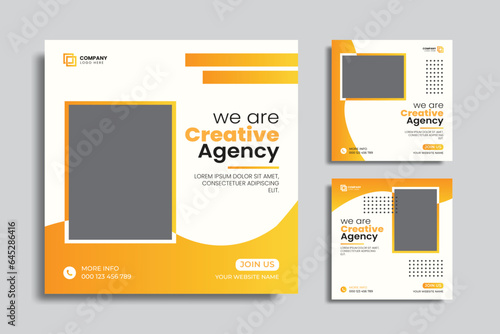 Set of editable social media square banner. digital marketing agency social media post template. social media and web ads design for business.