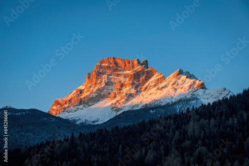 Scenic view of Spella Est and Pelmo mountain in the Dolomites, Italy at sunrise