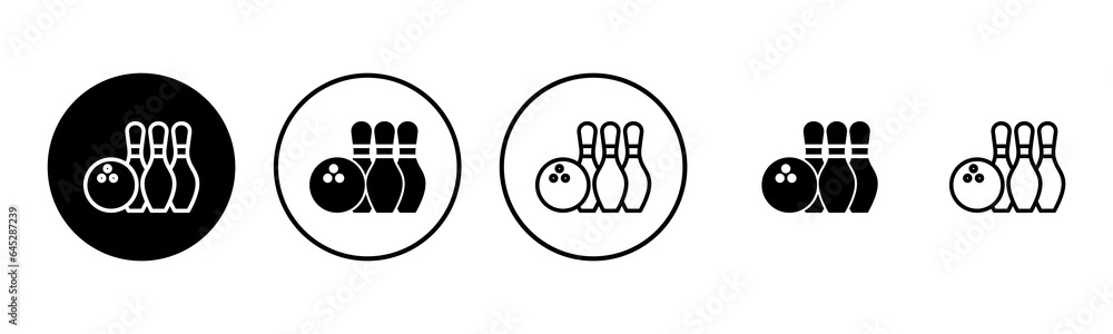 Obraz premium Bowling icon set illustration. bowling ball and pin sign and symbol.