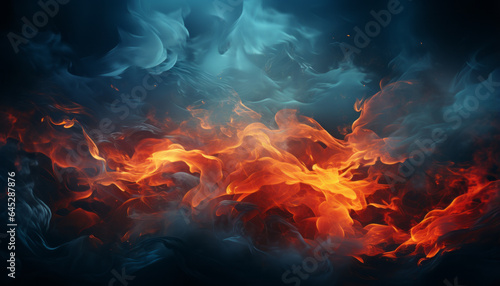 winter and fire mystery smoke background texture twirling around.generative ai