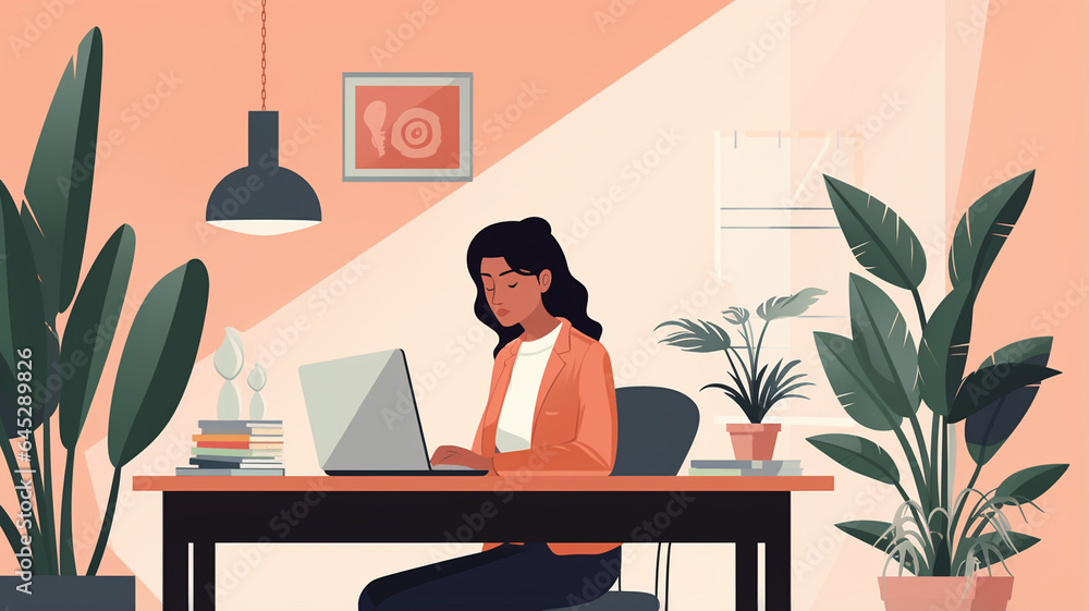 young woman with laptop at the office young woman with laptop at the office
