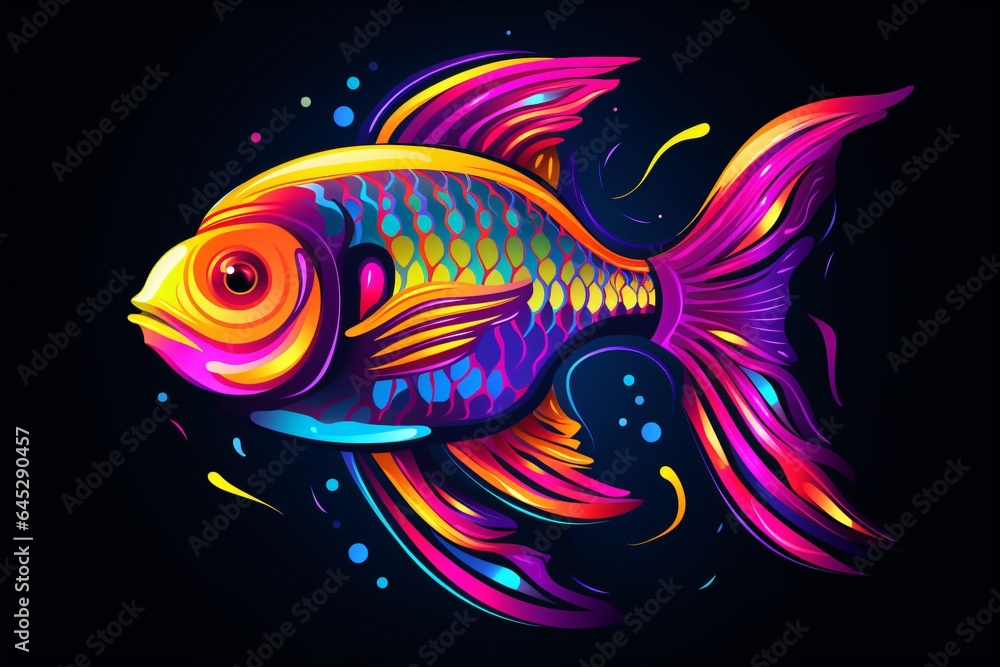 Neon illustration of a fish Neon illustration of a fish