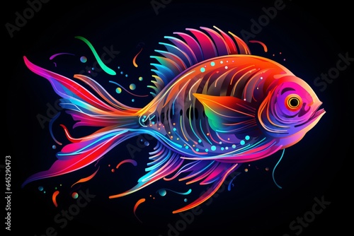 Neon illustration of a fish
