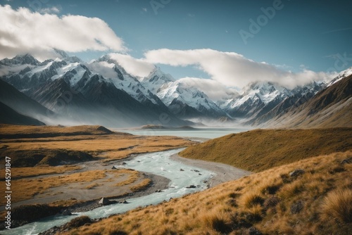 Mountain landscape with blue lake