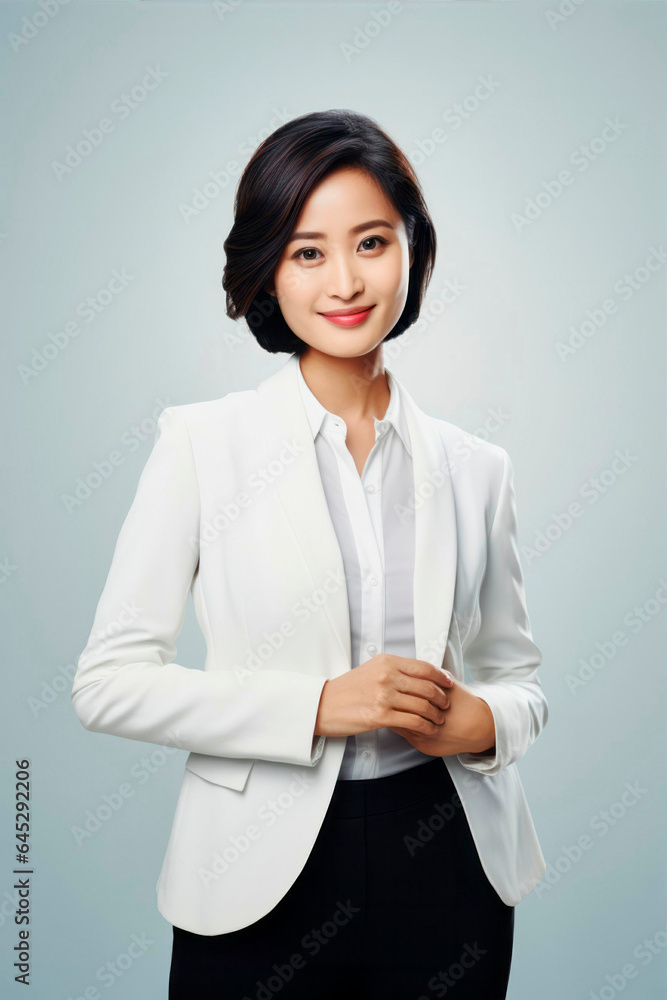 asian businesswoman in front of bright background asian businesswoman in front of bright background
