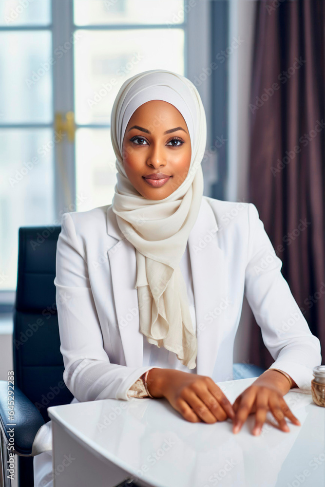 muslim businesswoman in an office muslim businesswoman in an office