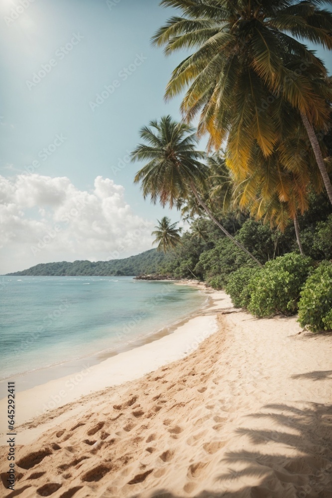 Fototapeta premium Beautiful tropical beach and sea with coconut palm tree