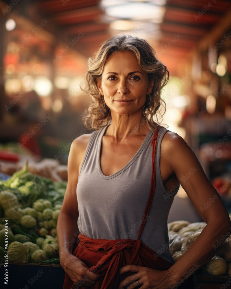 woman traveling alone in local market woman traveling alone in local market