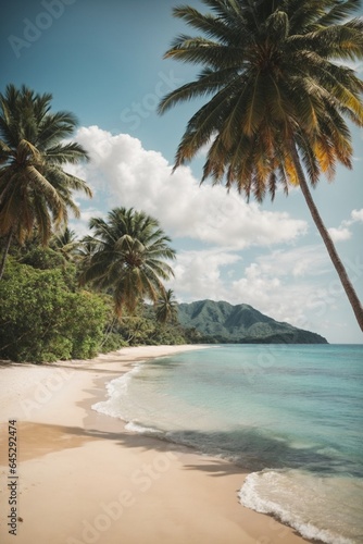 Beautiful tropical beach and sea with coconut palm tree