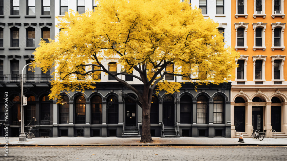 Big yellow tree on the street Stock Photo Adobe Stock