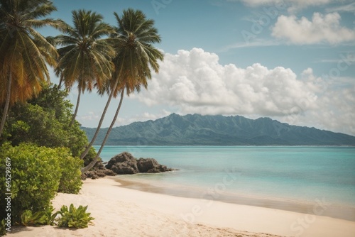 Beautiful tropical beach and sea with coconut palm tree