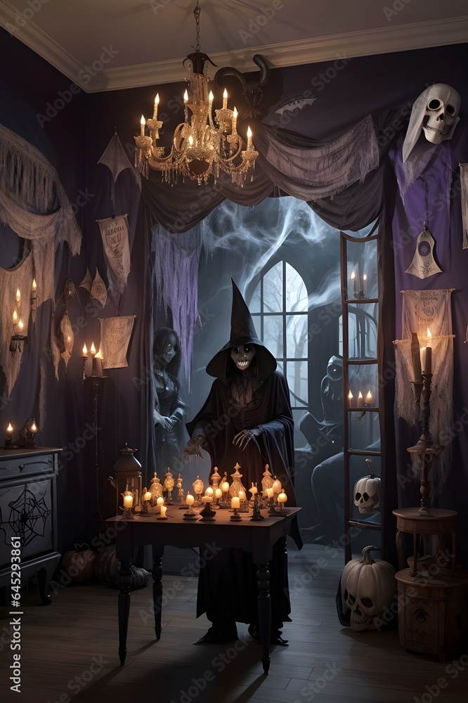 Transform your space into a spooky carnival complete with eerie games, ghostly fortune tellers, and a haunted house of mirrors.