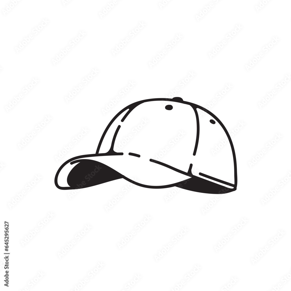 Template baseball cap vector illustration flat sketch design outline Template baseball cap vector illustration flat sketch design outline