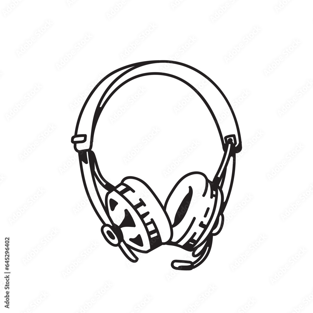 Headset Illustration with line art style Headset Illustration with line art style