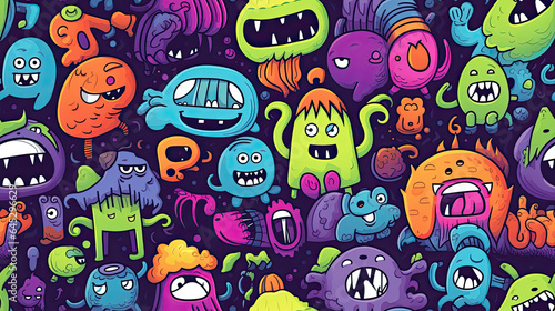 seamless pattern with monsters