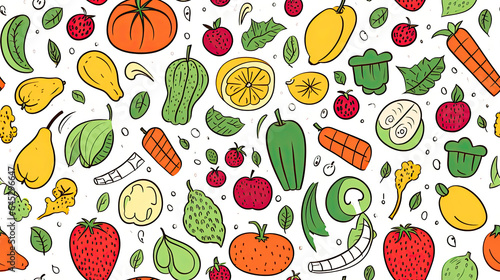 Seamless pattern with fruits and vegetables