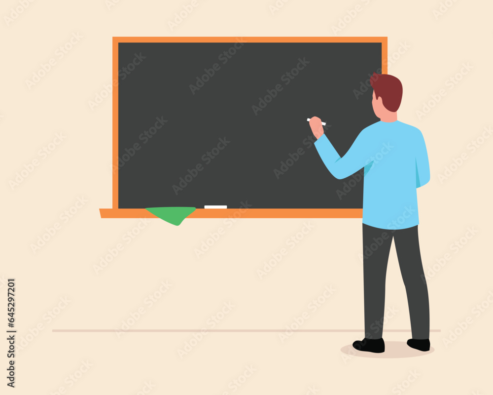 boy (man) writes with chalk on a blackboard boy (man) writes with chalk on a blackboard