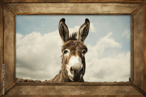 donkey in photo frame