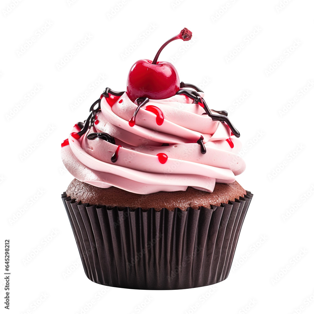 cupcake with cherry, icing isolated on transparent background Remove png, Clipping Path cupcake with cherry, icing isolated on transparent background Remove png, Clipping Path