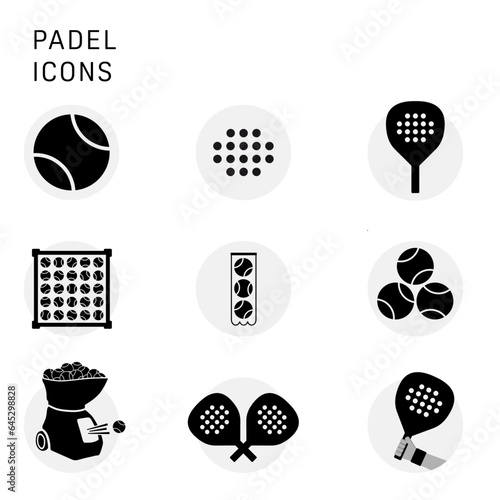 Padel vector graphic black grey icons