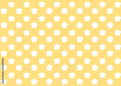 ピンクのかわいいお花のパターン（背景黄色）