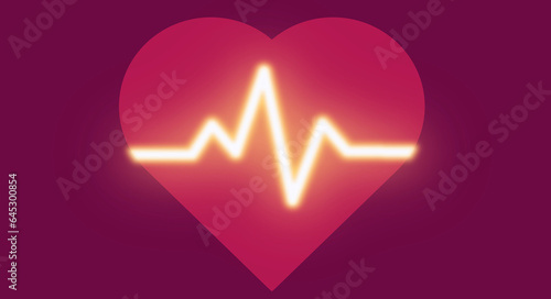 Heartbeat. Electrocardiogram Cardiogram cardiograph oscilloscope screen blue illustration background. Emergency ekg monitoring. Blue glowing neon heart pulse. 