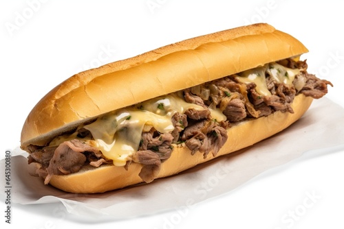 Savor the Flavor: Philly Cheese Steak Sandwich in Top-Down View