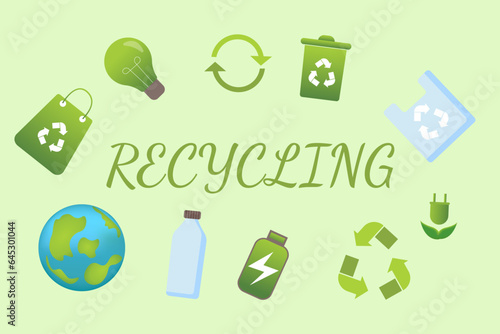 Modern eco sticker with recycling sign. Ecology, zero waste and sustainability concept. Recycling. Vector illustration