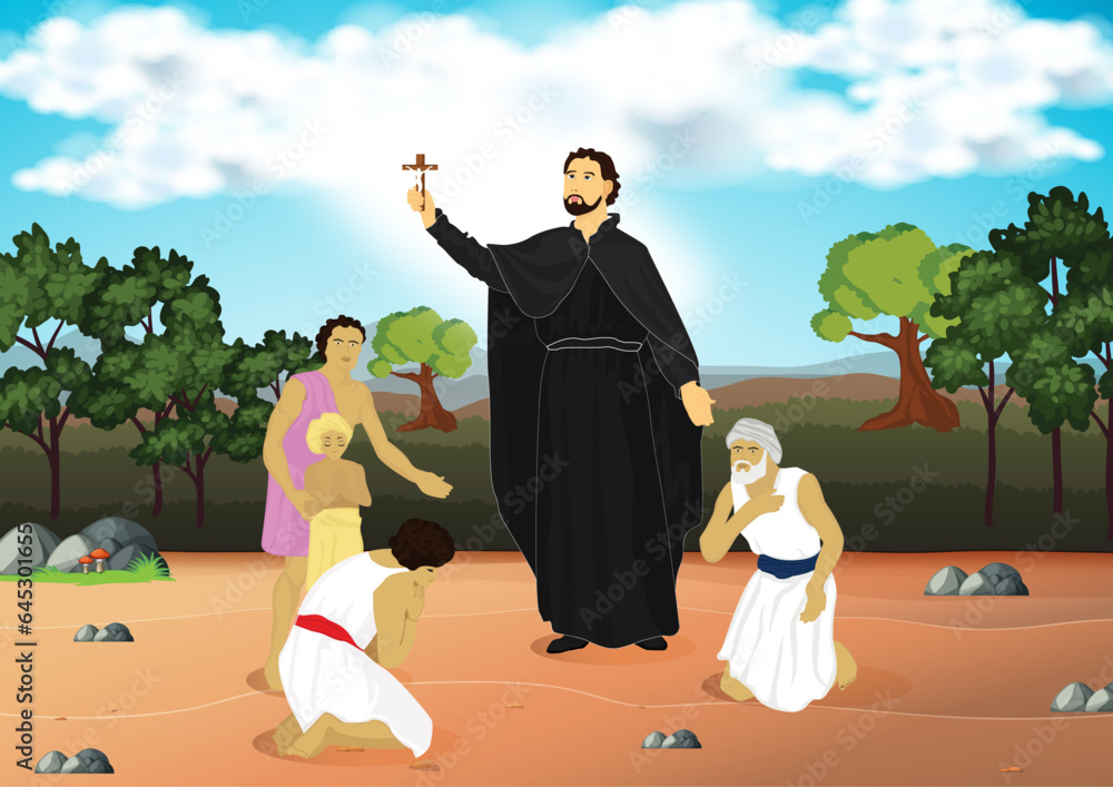 Vector illustration poster of Feast Of Saint Francis Xavier. happy