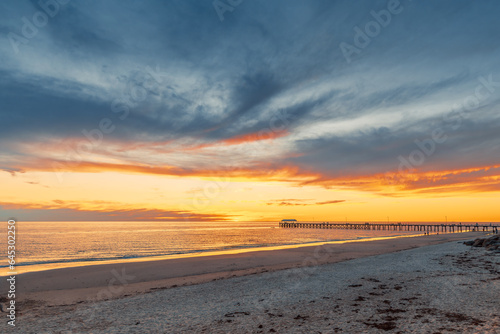 Henley Beach coastline with jetty at sunset, South Australia