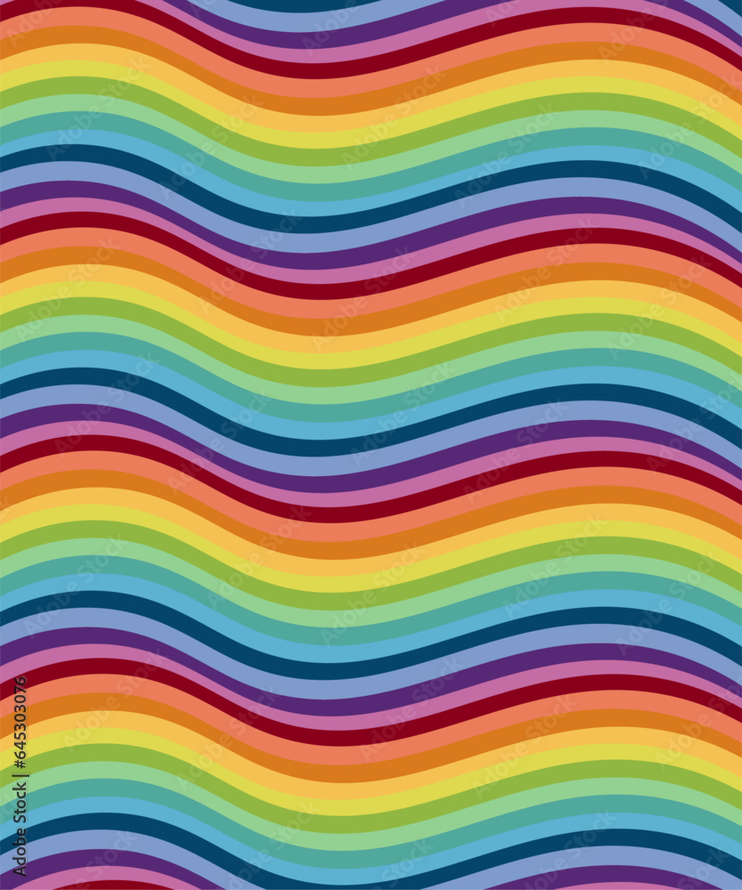 Abstract background of Psychedelic groovy Wavy Line design in 1970s Hippie Retro style. Vector seamless pattern ready to use for cloth, textile, wrap and other.