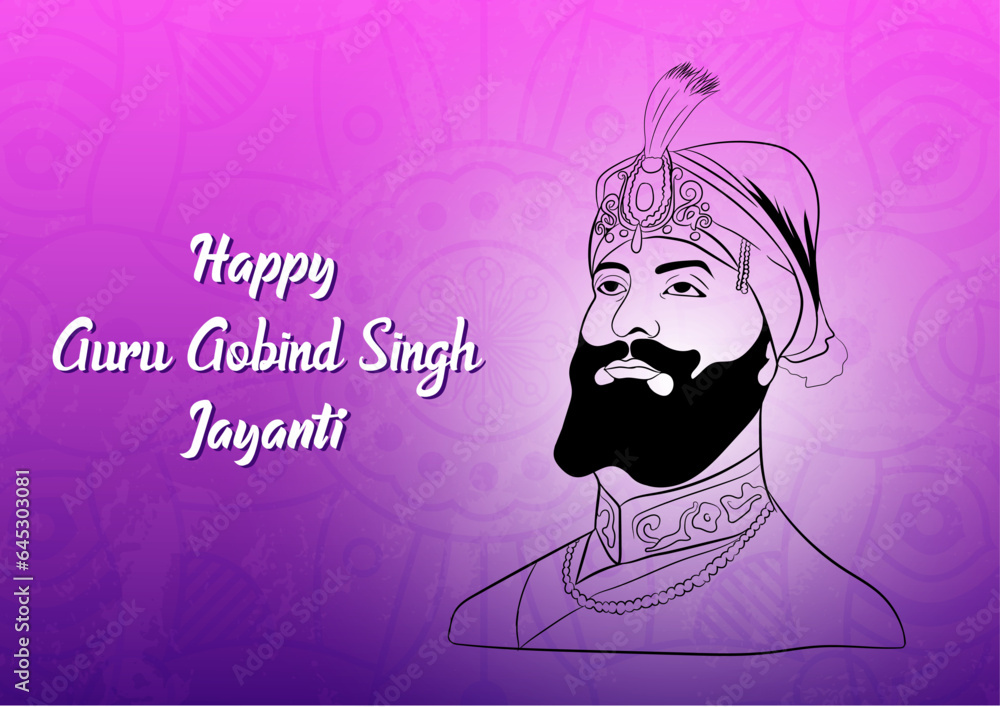 Vector illustration of Guru Gobind Singh Jayanti, Indian Sikh religious ...