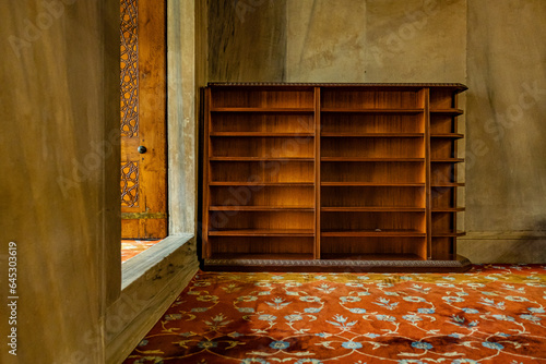 old wooden cabinet with shelves