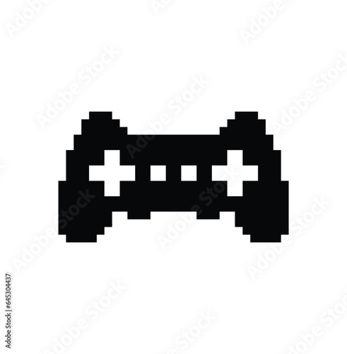 pixel gamepad icon vector. pixel art joystick sign for 8 bit games