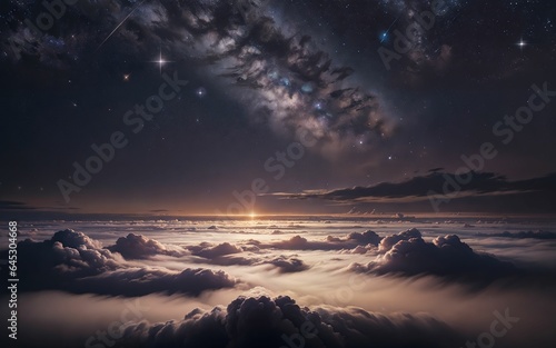An Abstract Night Sky in Space with Stars and Clouds ai generated © slumart