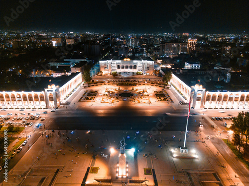 Ala-Too central square of Bishkek city at night