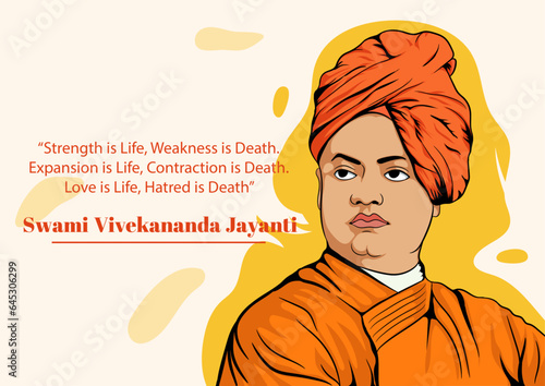 Vector illustration poster of Swami Vivekananda Jayanti on 12th January National Youth Day of India with quote lines of Swami Vivekananda. swami vivekananda jayanti, vivekananda jayanti, swami vivekan