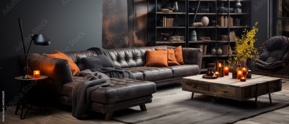 Obraz premium Nordic noir interior mock-up