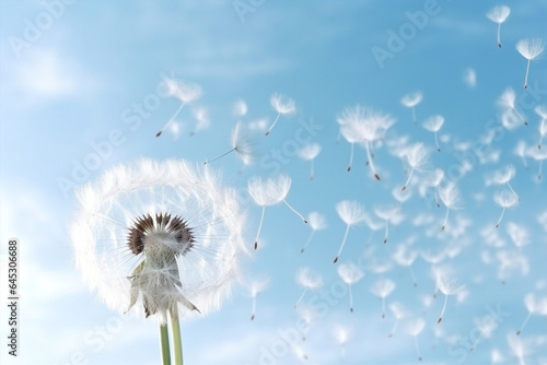 Nature plant flower spring dandelion seeds sky