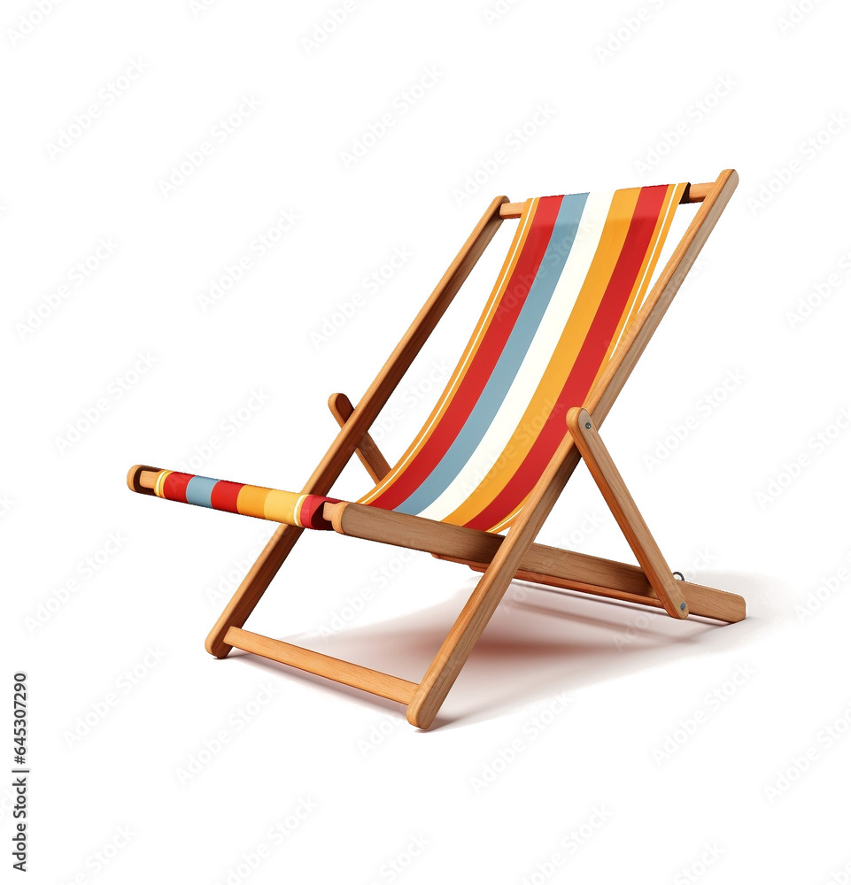 Beach deck chairs for summer on transparent background