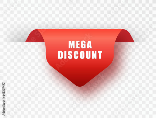 Red banners featuring mega discount offers. Discount labels fo market-special discount labels