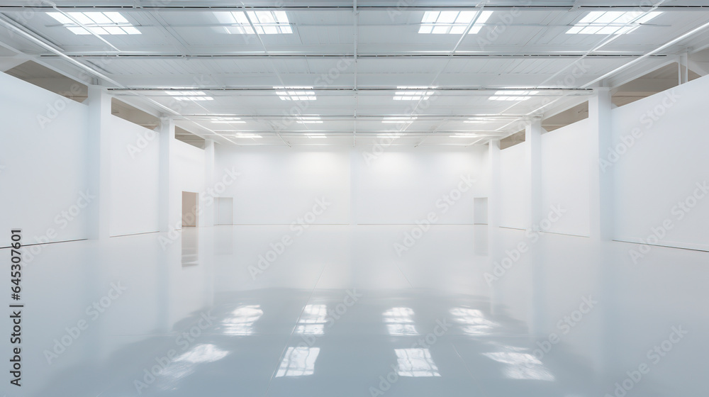 inside factory, warehouse or industrial building. Modern interior design with polished concrete floor and empty space for product display, industry background inside factory, warehouse or industrial building. Modern interior design with polished concrete floor and empty space for product display, industry background