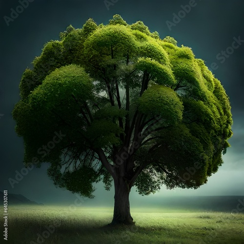 green tree on field