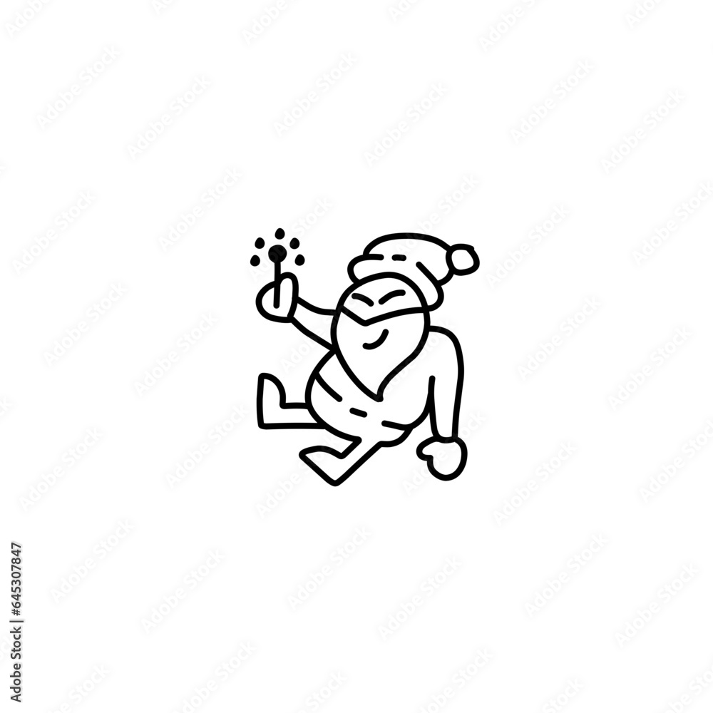 Outline Santa Claus flat cartoon Outline Santa Claus flat cartoon