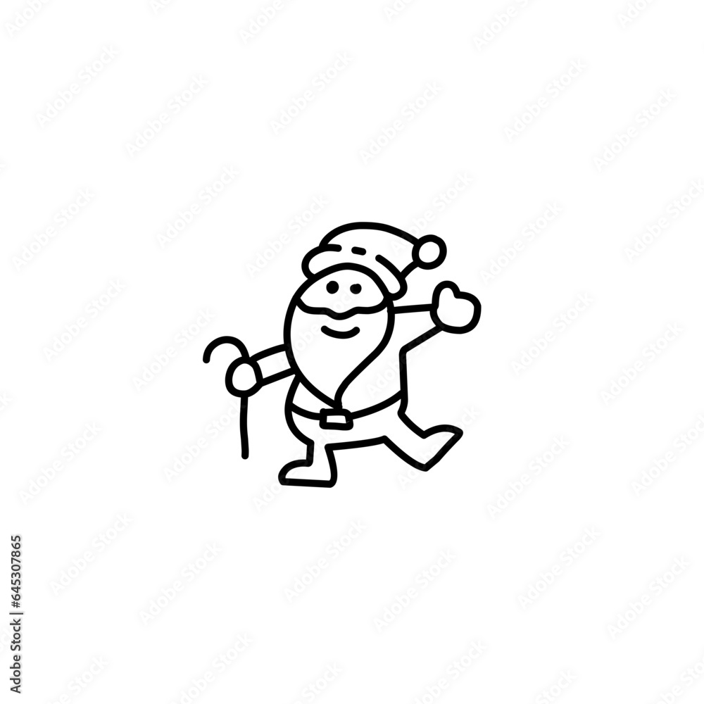 Outline Santa Claus flat cartoon