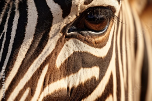 Close up of Zebra muzzle and eye. Wildlife scene from nature  Africa