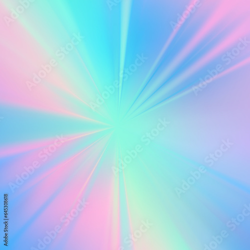 Holograohic rainbow rays vector background design, Iridescent spectrum magic explosion. Radiant gleam wallpaper.