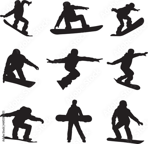 Snowboarding Silhouette Vector Pack