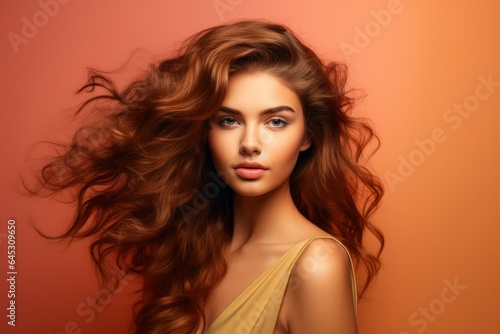 Young woman healthy hair. Generate Ai